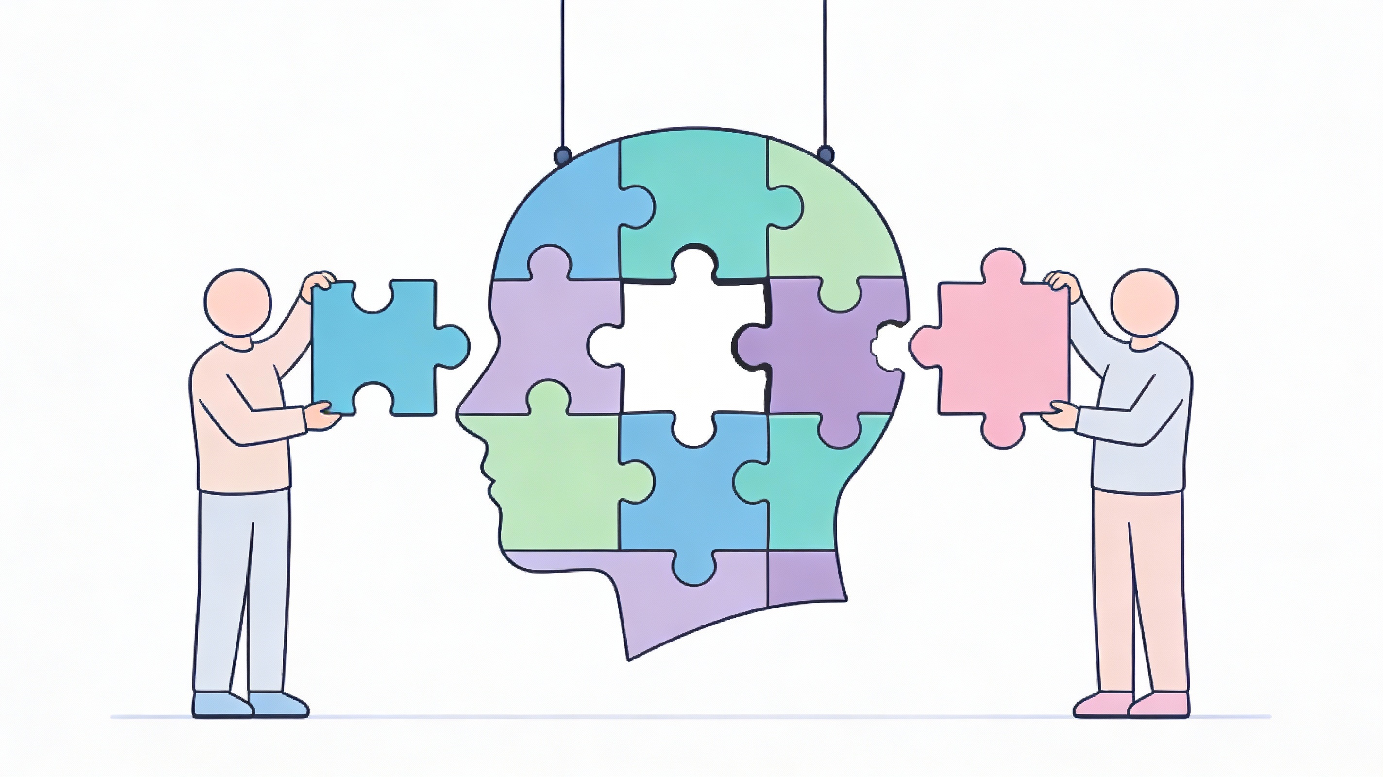 Sostegno Psicologico Individuale - Due persone assemblano un puzzle a forma di testa
